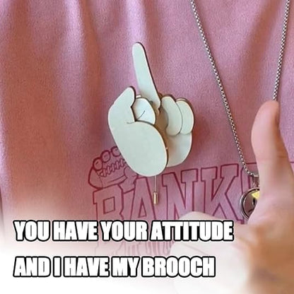 Funny Wooden Finger Brooch