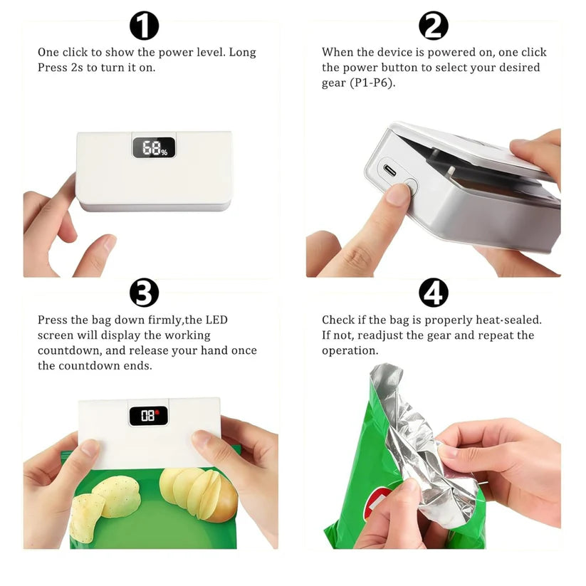 Mini USB Rechargeable Snack Bag Sealer with LED Display