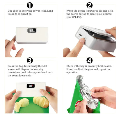 Mini USB Rechargeable Snack Bag Sealer with LED Display