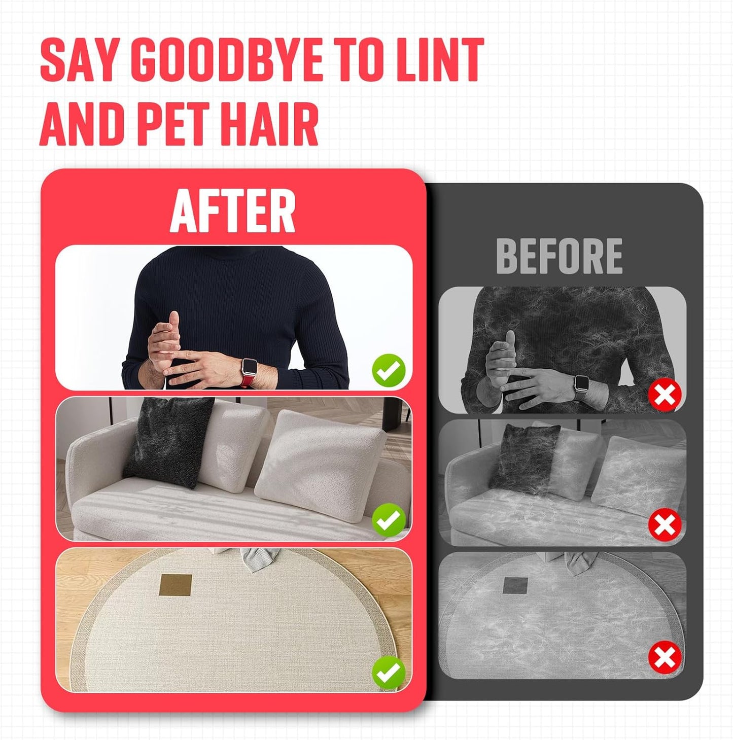 Pet Hair Removal Glove –Grooming Tool for Furniture & Pets